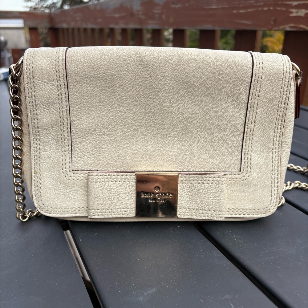 Kate Spade Ivory Crossbody Bag with Gold Accents